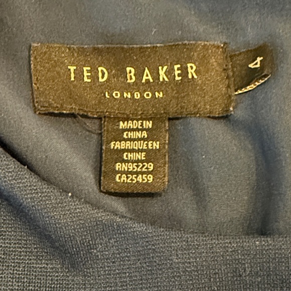 Ted Baker London Casiew Eden Block Midi Sheath Dress Navy/Pink Floral Size 10 - Picture 3 of 14